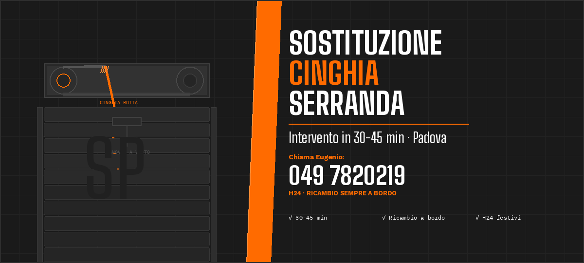 Sostituzione cinghia serranda Padova – Eugenio interviene in 30-45 minuti